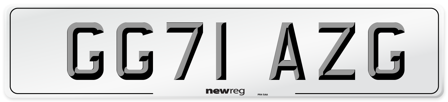 GG71 AZG Number Plate from New Reg